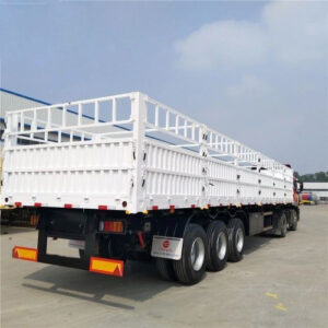 Advantages: 1. The frame body is Q345B high-strength structural steel, the cross-beam is automatically submerged arc welding, and the main longitudinal beam structure has the best bearing effect. 2. Well-known brand axles and suspension systems, high performance and reliable use, guarantee the good performance of the whole vehicle. 3. The trailers floor is checker plate, this will keep the other bulk cargo more stable, like the bags, or long stuff. 4. We offer Fence trailers with various customization options. Specification: Overall dimension 11500*2500*3600mm Loading capacity 40T Tyre and quantity 12R22.5 12sets Landing gear 28T Platform plate 3mm Checkered steel plate Brake system Dual Line braking system ,none ABS. Brake air chamber Four double and two single chamber Packing and Delievery: We provide Roro shipment and Bulk shipment, anyone you can choose.