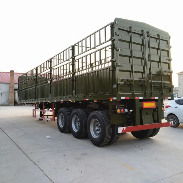 Advantages: 1. The frame body is Q345B high-strength structural steel, the cross-beam is automatically submerged arc welding, and the main longitudinal beam structure has the best bearing effect. 2. Well-known brand axles and suspension systems, high performance and reliable use, guarantee the good performance of the whole vehicle. 3. The trailers floor is checker plate, this will keep the other bulk cargo more stable, like the bags, or long stuff. 4. We offer Fence trailers with various customization options. Specification: Overall dimension 11500*2500*3600mm Loading capacity 40T Tyre and quantity 12R22.5 12sets Landing gear 28T Platform plate 3mm Checkered steel plate Brake system Dual Line braking system ,none ABS. Brake air chamber Four double and two single chamber Packing and Delievery: We provide Roro shipment and Bulk shipment, anyone you can choose.